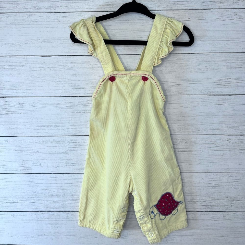 Vintage Sears Corduroy Jumper Overalls Embroidered Turtle Ruffle Detail 💗